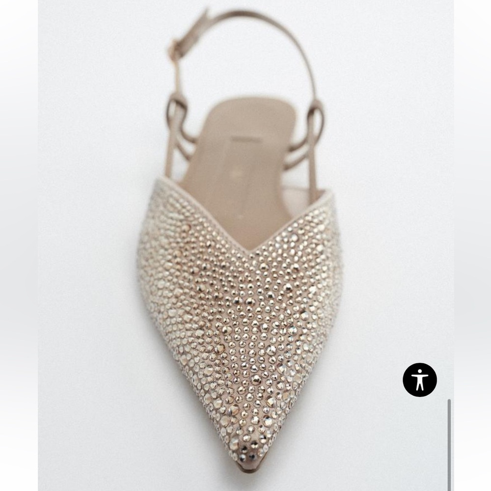NWT Zara RHINESTONE SLINGBACK FLATS size 38 - Picture 3 of 6